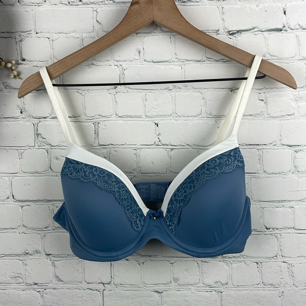 SOMA Embraceable FC Lace Trim Blue Underwire Bra size 36C